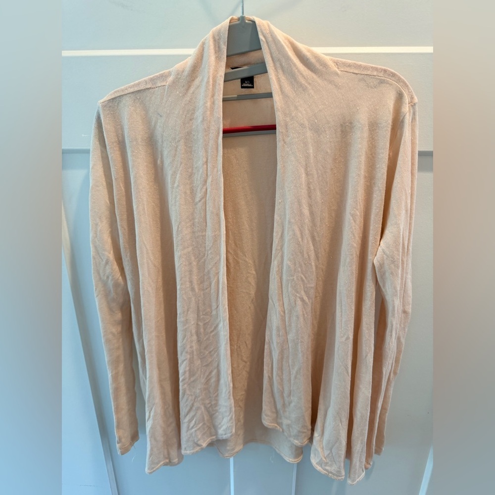 Ann Taylor XS Blush Linen Blend Open Front Cardigan Lightweight Drape Sweater
